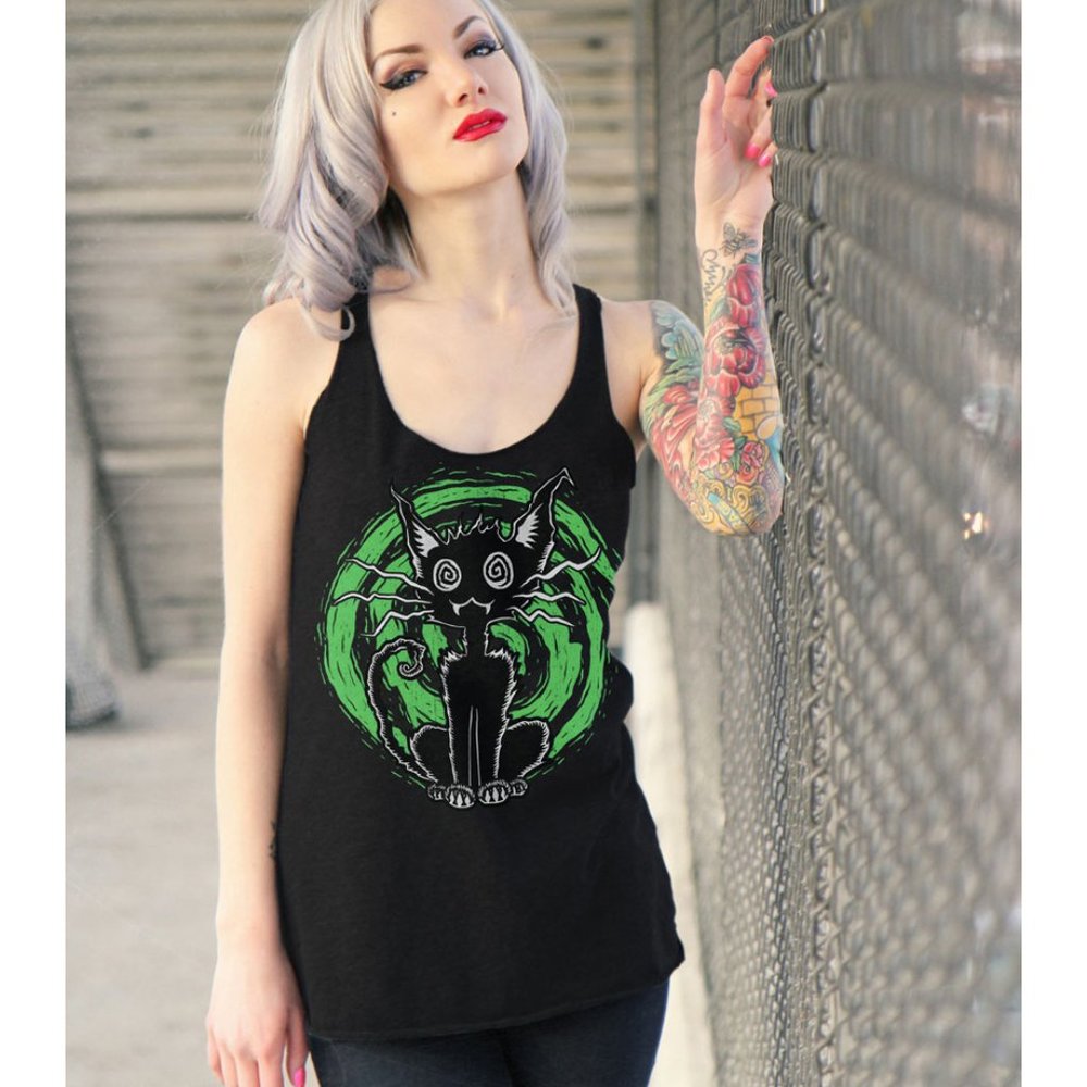 Alley Cat Tattoo Art Racerback Tank Top S-M-L-XL-XXL NWT
